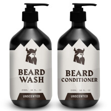 Striking Viking Beard Wash and Conditioner Unscented - 10 Fl Oz (Pack of 2) Beard Shampoo and Conditioner Paraben & Sulfate Free for Men - Deep C