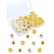 Schattige Bloem Push Pins,30 Stuks Decoratieve Push Pins voor Kurkbord Geel en Wit