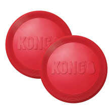 KONG Flyer Rubber Disc Hondenspeelgoed - Voor Vangen, Gooien en Spelen - Rood, Groot 2 Pack
