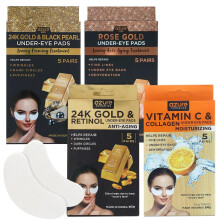 AZURE Anti-Aging-Augenmasken-Vielfaltspackung  24 Karat Gold und Retinol, 24 Karat Gold und schwarze Perle, Rosgold, luxuriser klassischer Ant