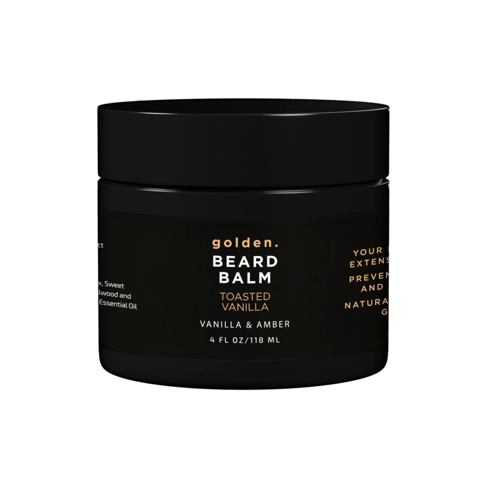 Golden Grooming Comp Golden Grooming Beard Balm | Unique Masculine Scent | Shea Butter For Beard Growth | Tames, Moisturizes & Styles - Toasted Vanilla, 4Oz