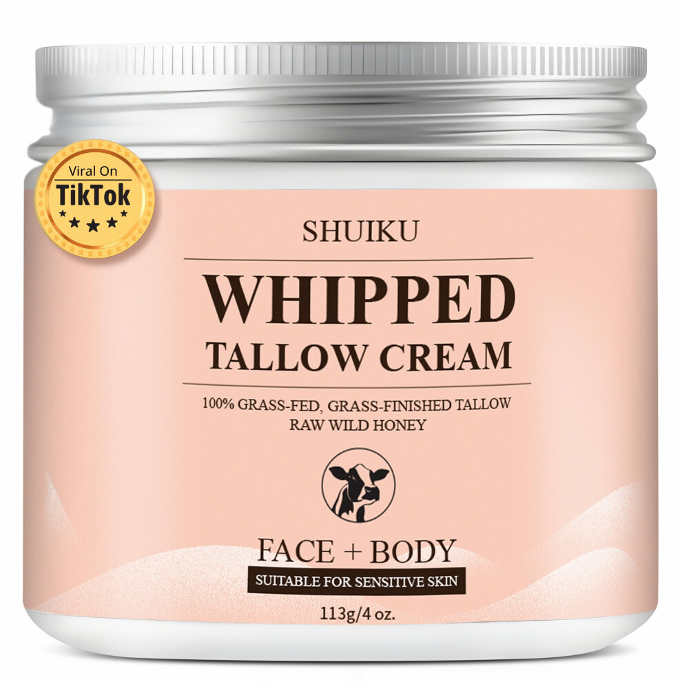 Shuiku Beef Tallow For Skin With Honey Balm - All-Natural Moisturizer Hydrates And Nourishes The Skin Whipped Grass-Fed Beef Tallow Honey Balm Blend - Ultra