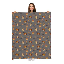 Karisma Decor Grey Woof Fleece Pet Letv?gtst?ppe - 50"""" x 60"""" - S?dt til hunde - Gaver og hvalpeartikler - Trykt i Amerika