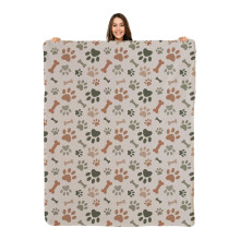 Karisma Decor Cream Paw Print Sherpa Pet letvgtstppe - 60"""" x 80"""" - Sdt til hunde - Gaver og hvalpeartikler - Trykt i Amerika