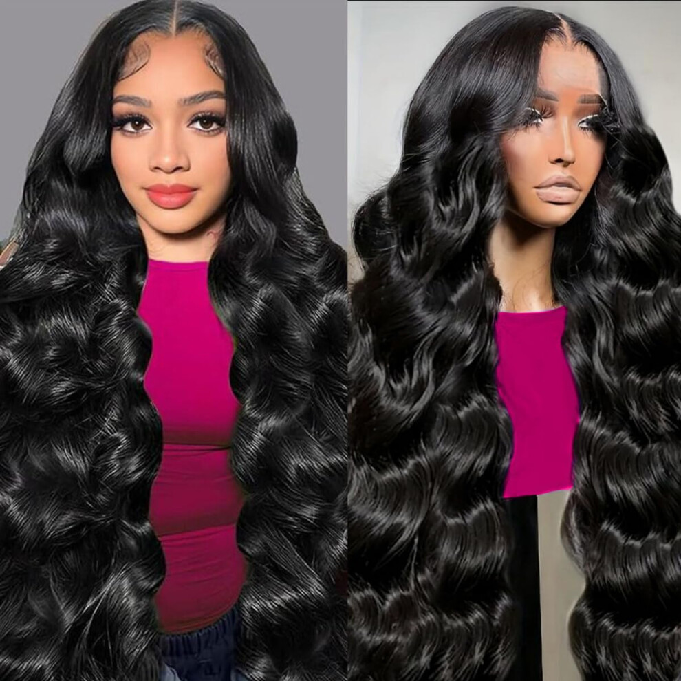 Kxbkxb Unisex 30 Inch Body Wave Lace Front Wigs Human Hair 220 Density Frontal Wigs Human Hair 13X6 Hd Lace Front Wigs Human Hair Pre Plucked Brazilian Virgin Hair