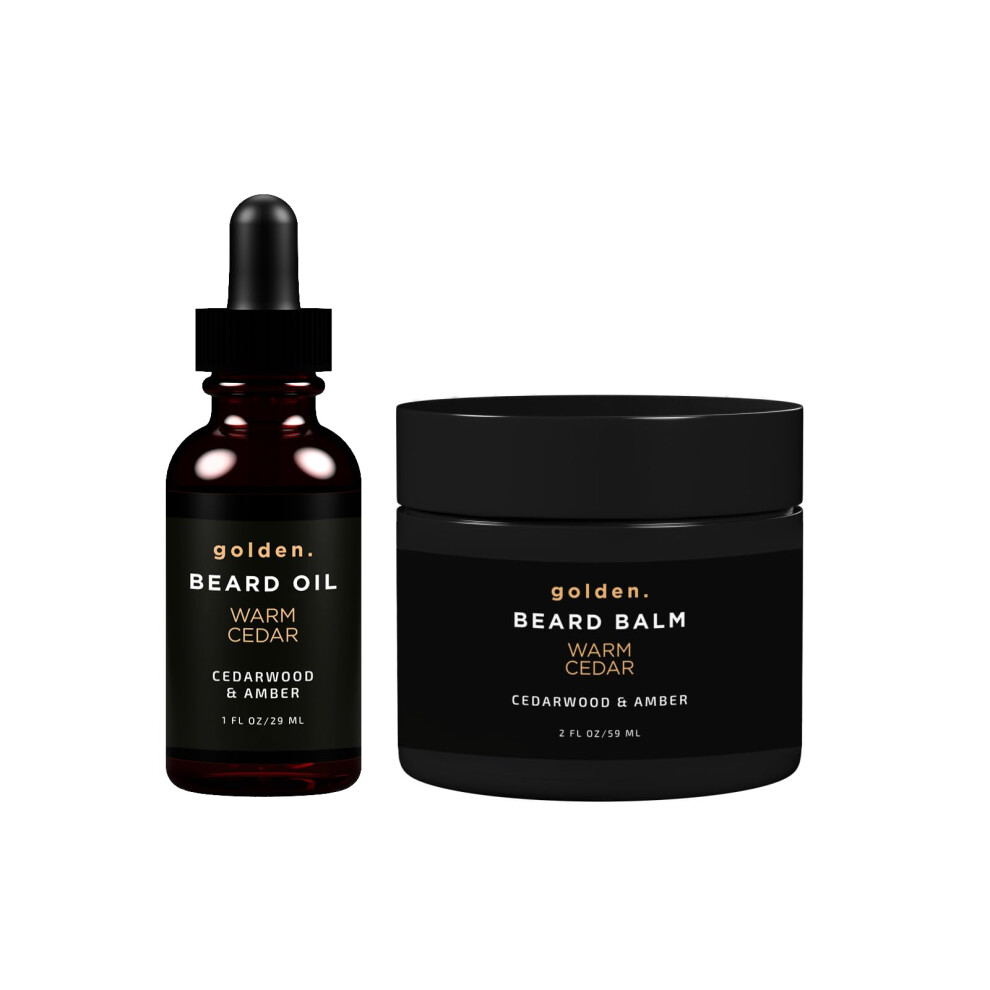 Composier De Toilettage Dorï¿½ Golden Grooming Beard Oil & Balm Bundle For Men | Natural Growth Kit With Shea Butter | 2Oz Balm & 1Oz Oil| Warm Cedar