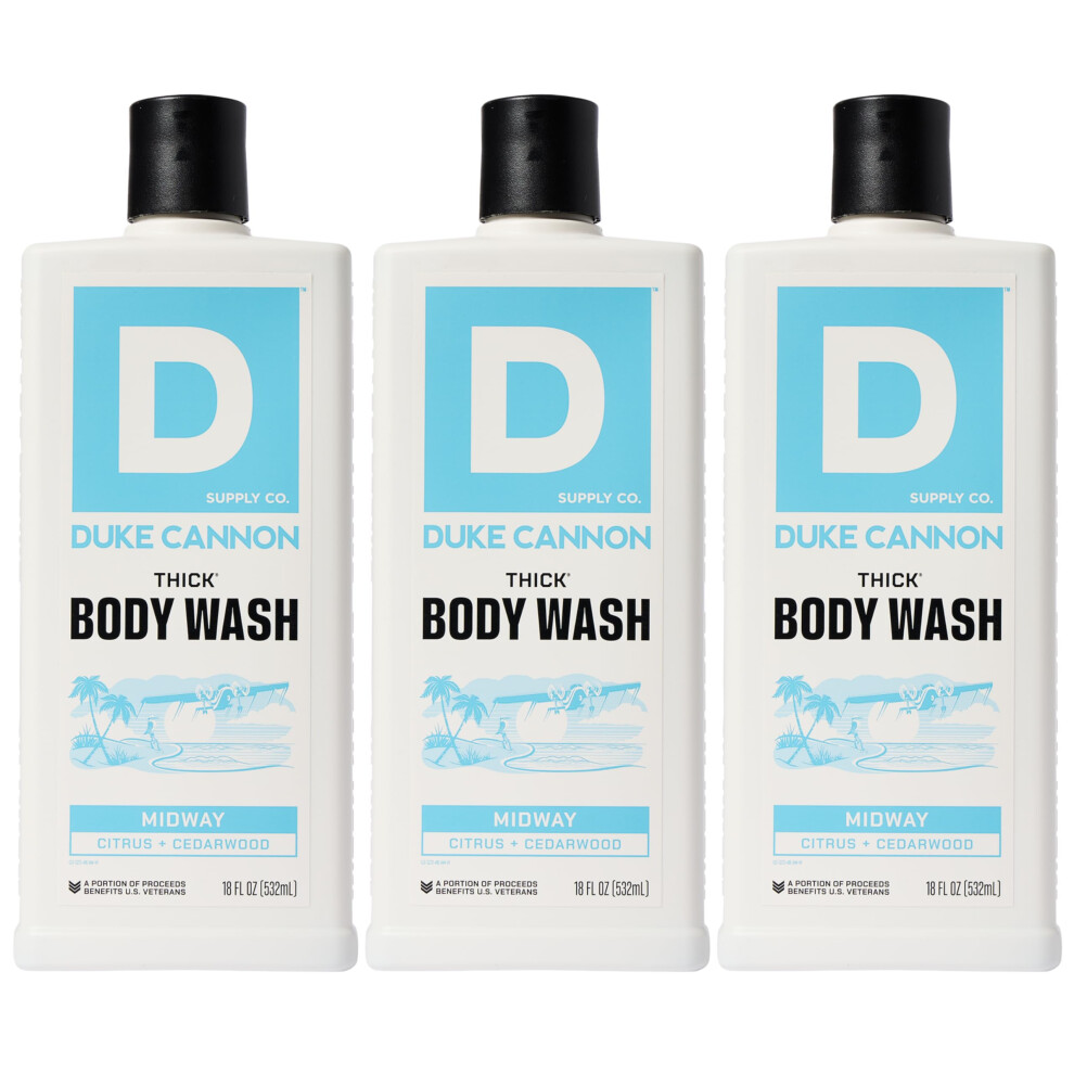 Duke Cannon Supply C Duke Cannon Supply Co. Thick High Viscosity Body Wash - 3X Thicker Plant-Based Mineral-Enriched - Shower Gel For Men Body Scrub - Midway 3 Pack (1