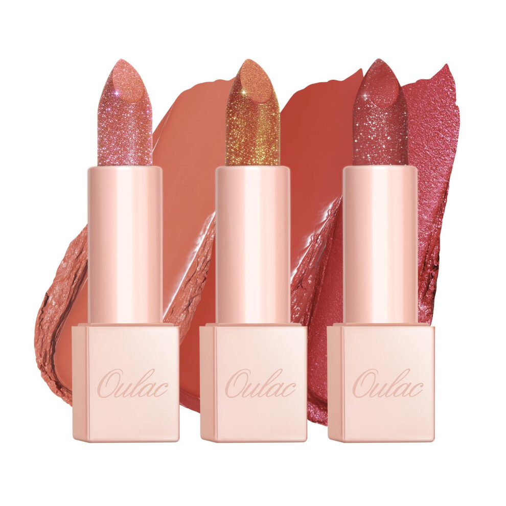 Oulac Moisture Shine Lipstick Set 3PCS - Infinity High Shine Finish  Hydrating Vegan Lipstick Infused with Damask Rose Oil for All-Day Comfort  Gluten-image-OPC-PHFN2SQ-NEW