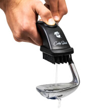 Caddy Splash Golf Club Brush Pro med vand (sort) - Heavy Duty tilbagetrkkelig klips - Trykknap til nem rengring med nylonbrster - Holder 4 Oz