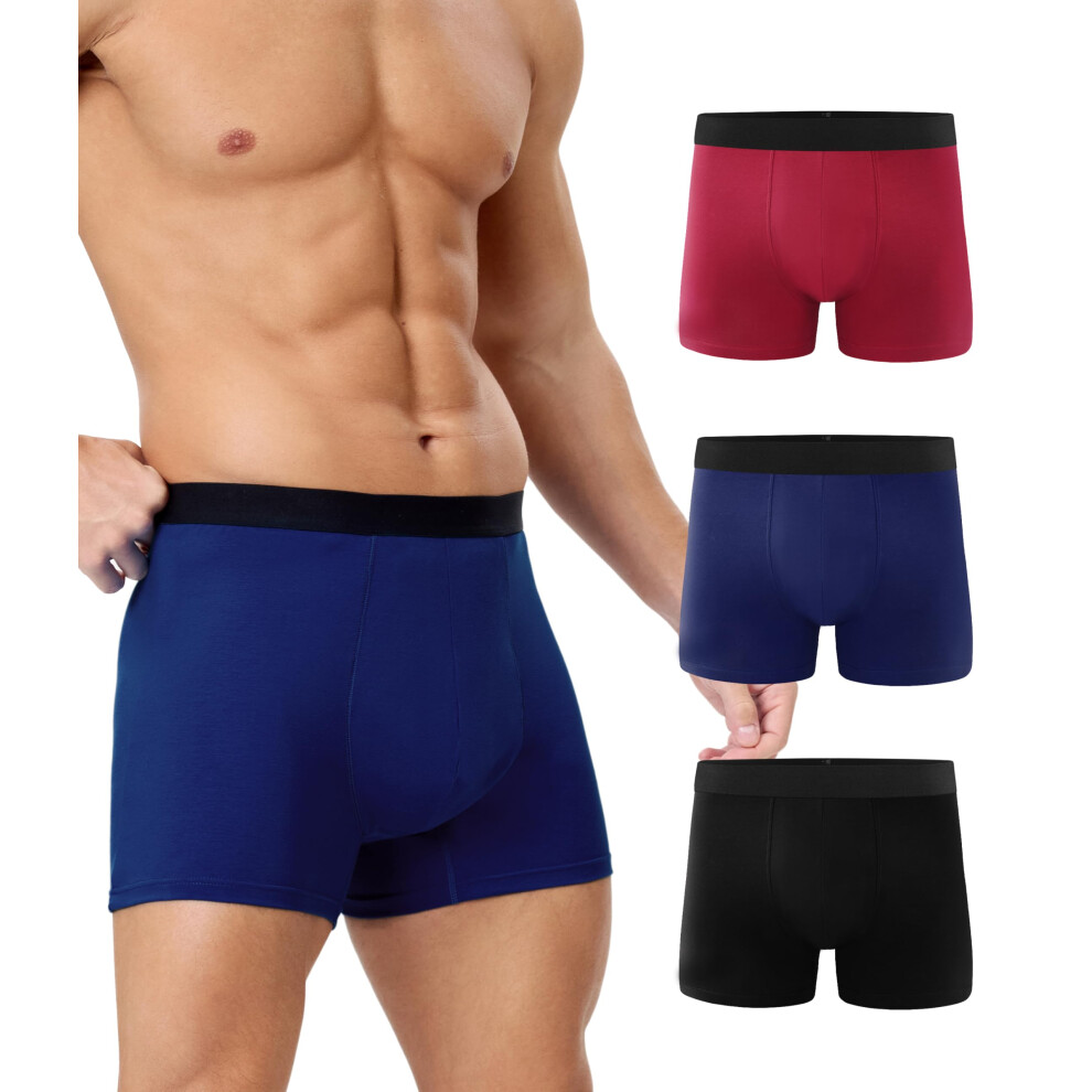Yeswel Men's Incontinence Underwear Leak Proof Washable Reusable Cotton Boxer Brief Heavy Flow Bladder Leak 3 Pack (Black Small)