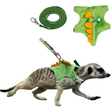 MQQYLBHDS Sada postroju a vodtek pro fretky Postroj na vestu pro mal zvrata s bezpecnm vychzkovm oblecenm ve tvaru zvonku ve tvaru dinosaura p