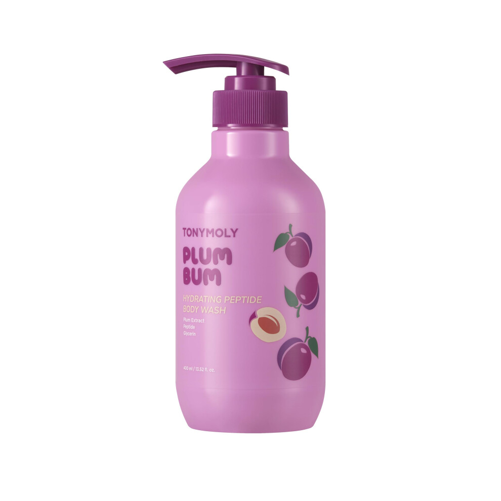 Tonymoly Plum Bum Peptide Hydrating Body Wash - Moisture-Rich Cleanser With Plum Extract Peptides & Glycerin For Soft Smooth Refreshed Skin - 13.5