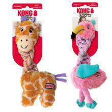 KONG Knots Twists Dog Toys 2-Pack Assorted - Durable Braided Rope with Squeaker Minimal Stuffing Soft & Tough Chew Toy for Thrashing & Teeth Cleani