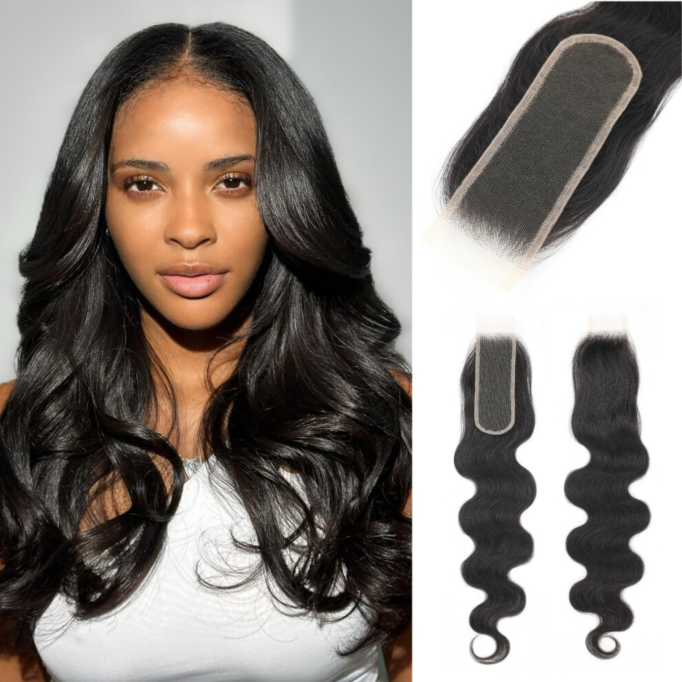 Tatayoobobo Unisex 2X6 Skinlike 100% Real Hd Lace Closure Body Wave Human Hair Closure 0.095Mm Ultra-Thin Invisible Swiss Hd Lace Closure Pre Plucked Small Single Knots