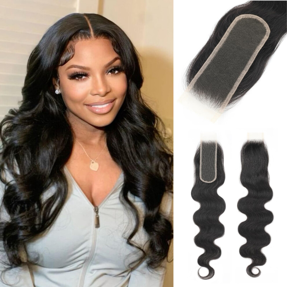 Tatayoobobo Unisex 2X6 Skinlike 100% Real Hd Lace Closure Body Wave Human Hair Closure 0.095Mm Ultra-Thin Invisible Swiss Hd Lace Closure Pre Plucked Small Single Knots
