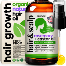 Biologische Rozemarijnolie Voor Haargroei met Castor, Argan, Kokos, Amandel, Jojoba, Avocado, Druivenpit, Vitamine E, Lavendel & Pepermunt