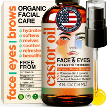 SELFWISE Aceite de Ricino Orgánico para Hidratación Facial, Ojos, Pestañas, Cejas, Arrugas con Jojoba, Rosa Mosqueta