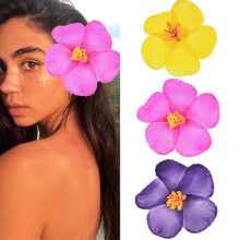 Love Sweety 3pc Hawaiian Plumeria H?rsp?nder Galsang Flower Barrettes til strandfest (lilla ferskengul)