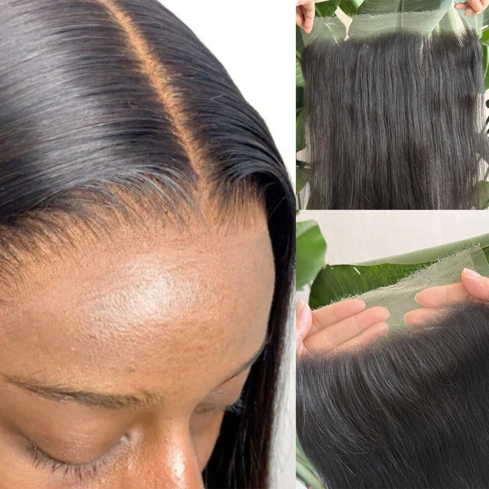 Mnador Unisex Black 13X6 Skinlike Real Hd Lace Frontal - 100% Human Hair Pre-Plucked Hairline Bleached Knots Glueless Design Natural Look & Feel!