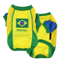 Maglia per cani da compagnia parigina - Tessuto a rete traspirante Brasile ricamato Completo da calcio brasiliano - Abbigliamento sportivo da cal