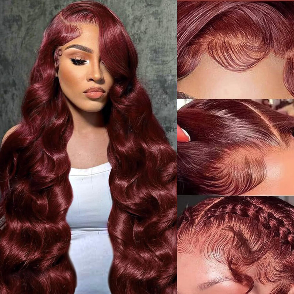 Cfaimity Unisex Brown 30Inch Reddish Lace Front Wigs Human Hair 13X4 Hd Body Wave Lace Front Wig Human Hair Pre Plucked 180 Density Lace Frontal Wigs 33# Col