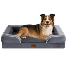 Comfort Expression Large Dog Beds Waterproof Orthopedic Foam Dog Sofa Beds Comfy Pet Bed with Washable Removable Cover & Non-Slip Bottom(Large Dark Gr