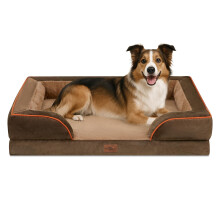 Comfort Expression Large Dog Beds Waterproof Orthopedic Foam Dog Sofa Beds Comfy Pet Bed with Washable Removable Cover & Non-Slip Bottom(Large Brown)