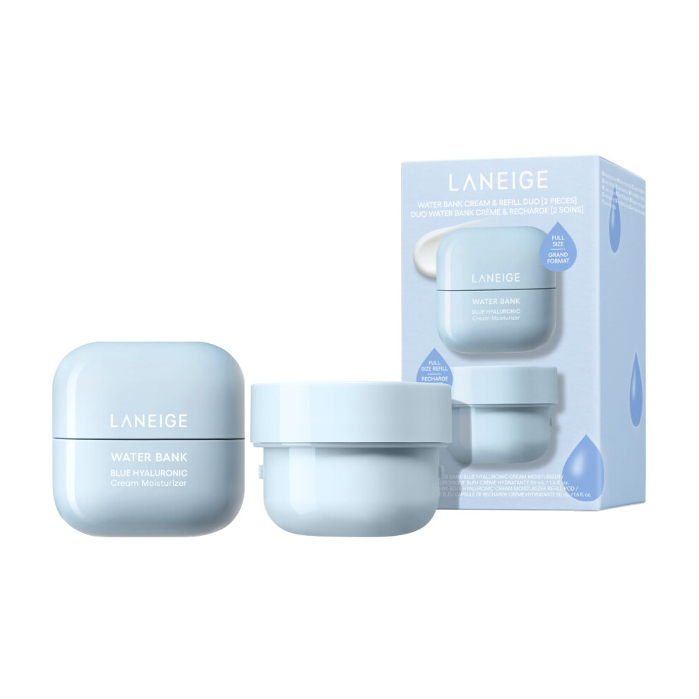 LANEIGE Water Bank Cream Moisturizer & Refill Duo Set: Korean Moisturizer for Barrier-Boosting Hydration