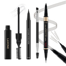 Microblading Eyebrow Pen Kit - Waterproof Brow Makeup Set with Eyebrow Pencil Eyebrow Gel Clear Eyeliner Dual-ended Eyebrow Brush Natural Loo