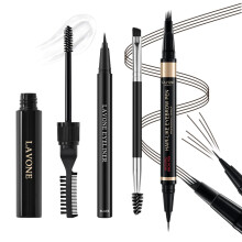 Microblading Eyebrow Pen Kit - Waterproof Brow Makeup Set with Eyebrow Pencil Eyebrow Gel Clear Eyeliner Dual-ended Eyebrow Brush Natural Loo