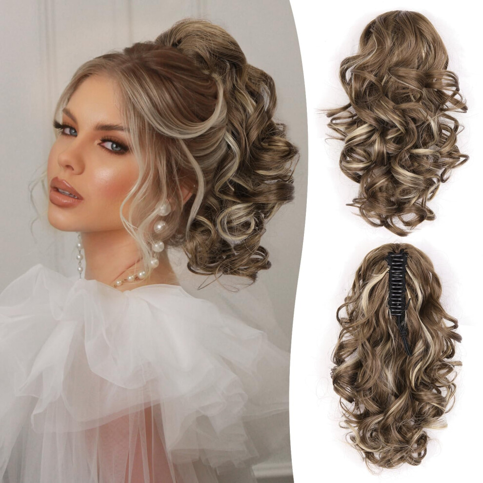 Zqian Beauty Clip On Ponytails For Women - 12 Inch Curly Ponytail Extension Wavy Pony Tails Hair Extensions Synthetic Hair Extensions Ponytail Clip In Ponytail
