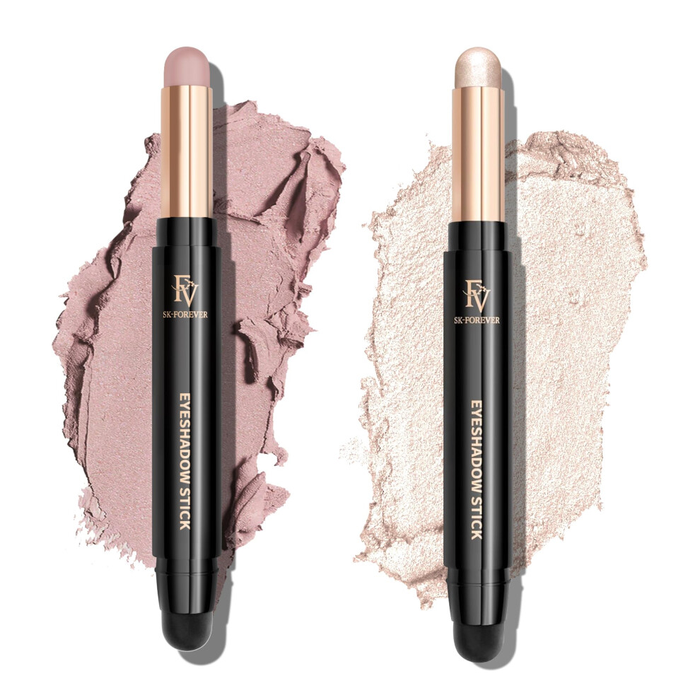 Fv Waterproof Eyeshadow Stick Duo Long-Lasting Cream Eye Shadow Makeup Sets High Pigmented Eyeshadow Pencil With Matte & Shimmer Finish Natural Look