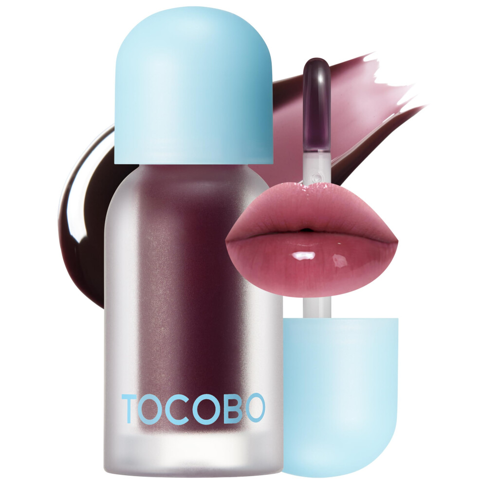 Tocobo Juicy Berry Plumping Lip Oil 03 Black Cherry - Korean Vegan Hydrating Lip Oil With Plant Oils For High Shine Gloss - Non Sticky Formula For All
