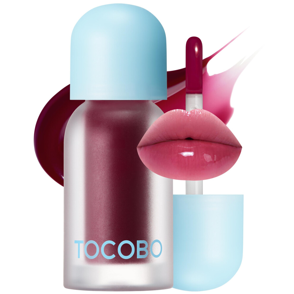 Tocobo Purple Juicy Berry Plumping Lip Oil 07 Plum Jam - Korean Vegan Hydrating Lip Oil With Plant Oils For High Shine Gloss - Non Sticky Formula For All Ski