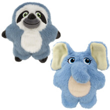 KONG Snuzzles Hondenspeelgoed, Pluche Squeaker, Kreukgeluiden, Zacht Duurzaam Speelplezier (Sloth/Olifant Combo, Klein)