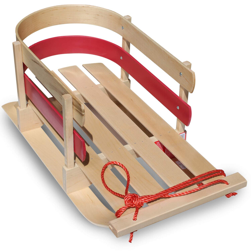 Flexible Flyer Baby Pull Sled. Wood Toddler Toboggan. Wooden Sleigh for Kids Red B40