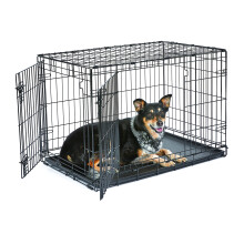 New World  Neu verbesserte Hundebox mit Doppeltr, inklusive auslaufsicherer Wanne, Bodenschutzfen und neuen patentierten Funktionen, 91,4 cm