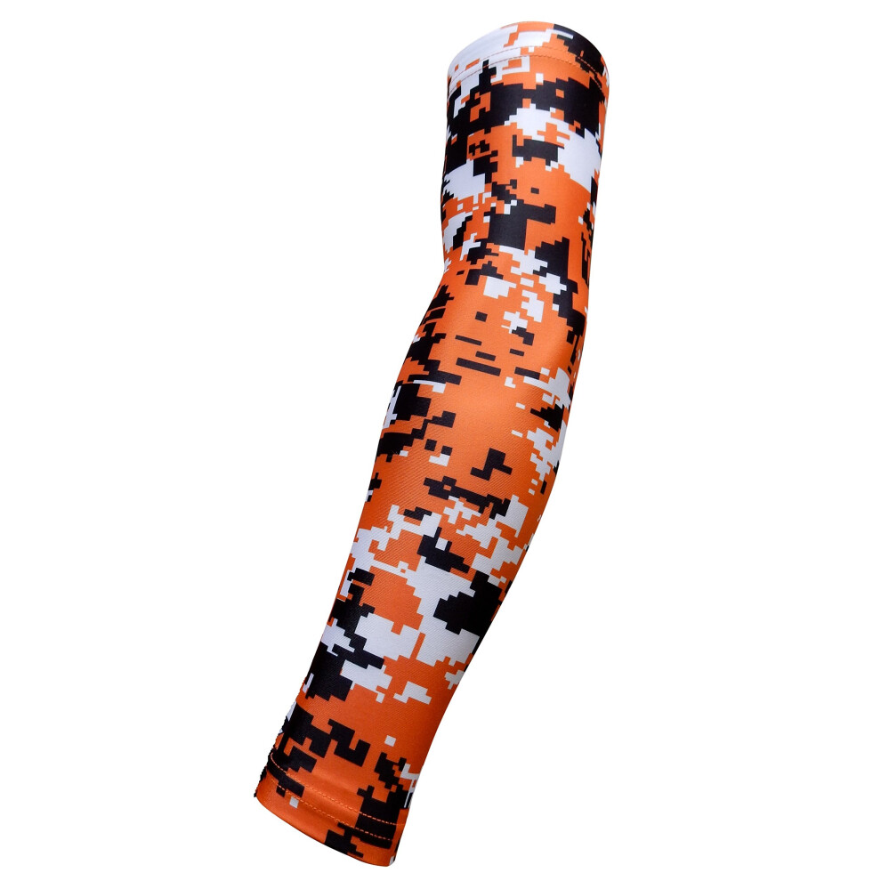 Sports Farm Nouveau! Manche Bras De Compression De M Che D'humidit (Orange Digital Camo Youth Medium)-image