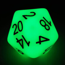 Bescon Jumbo Glowing D20 38MM stor st?rrelse 20 sider terninger Jade gl?d i m?rk stor 20 ansigter terning 1,5 tommer
