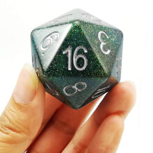 Bescon Glitter Jumbo D20 38MM Big Size 20 Sides Dice Glitter Turquoise Green Big 20 Faces Cube 1.5 inch