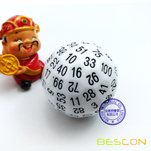 Bescon Polyhedral Terning 100 siders terning D100 terning 100 sidet terning D100 spil terning 100-sidet terning af hvid farve 1