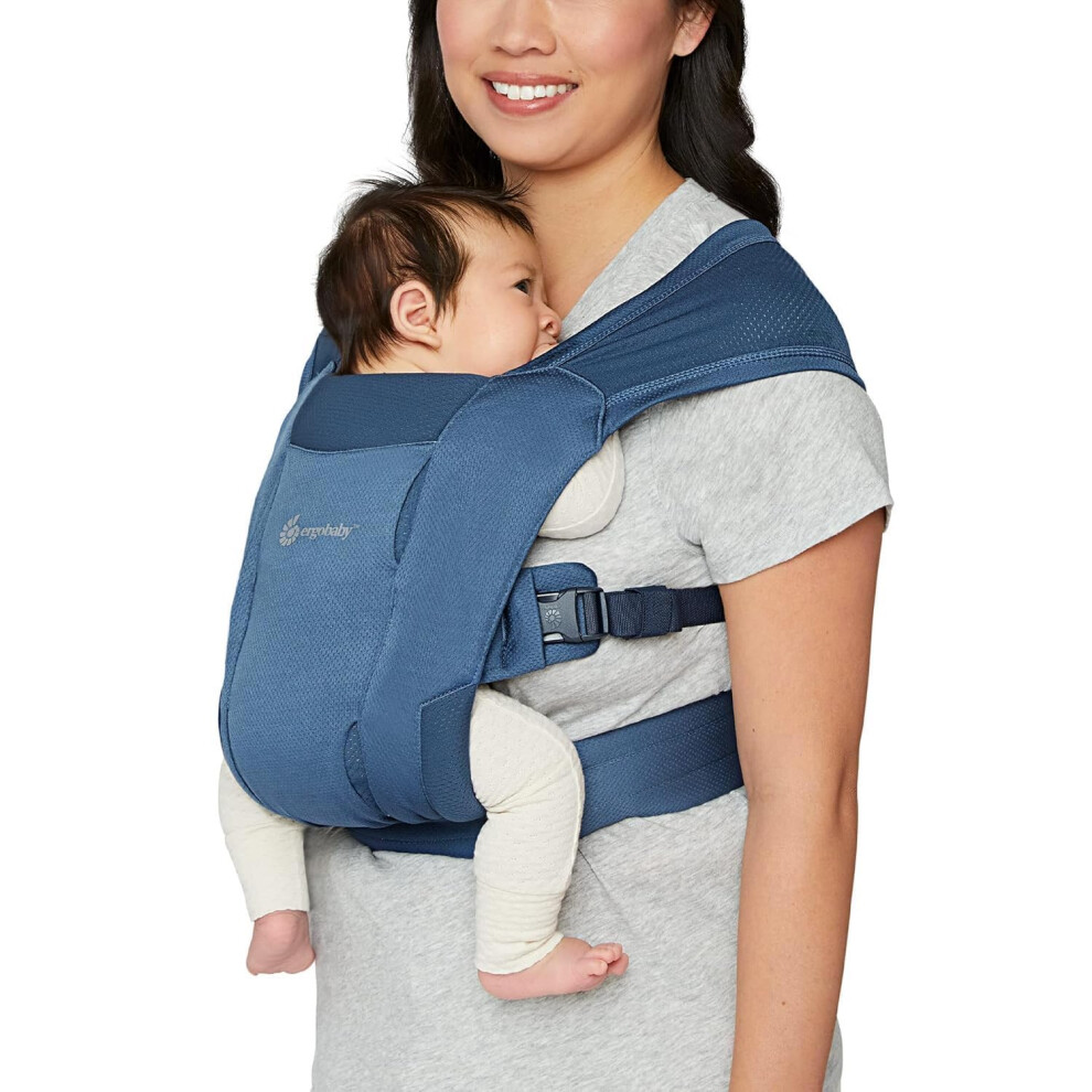 Ergobaby Embrace Cozy Newborn Essentials Baby Carrier Wrap (7-25 Pounds)  Soft Air Mesh  Blue
