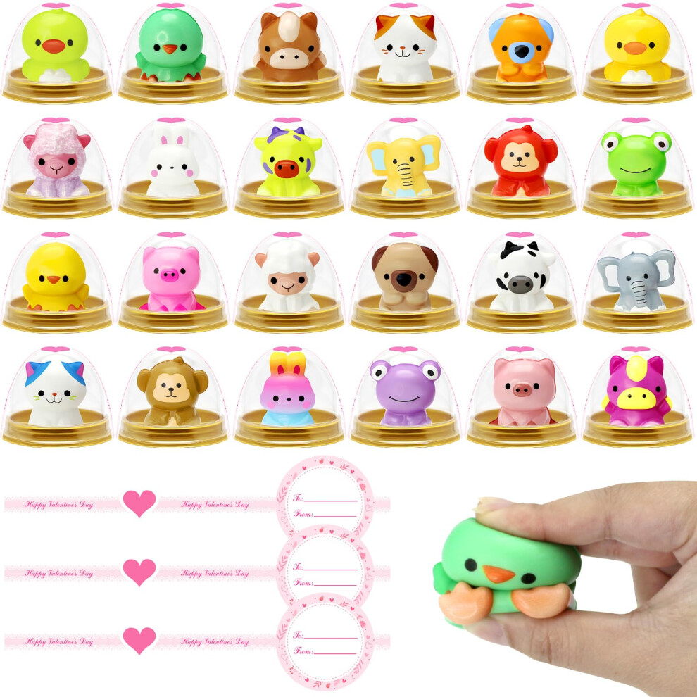 24 St Ck Valentinstagskarten Mit Matschigen Tierspielzeugen F R Kinder, Klassenzimmer, Valentinstagsgeschenke, Schul-Valentinstagsgeschenk, Valen-image