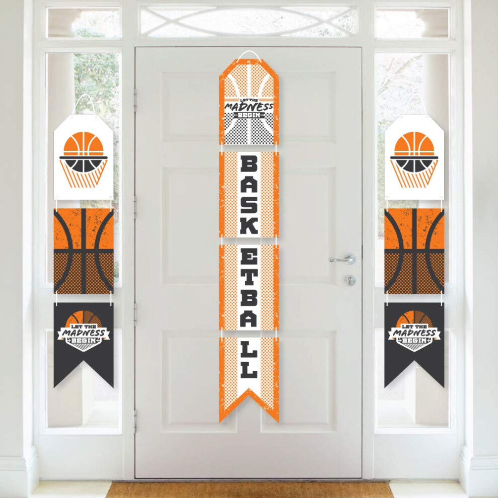 Big Dot of Happiness Basketball - Let the Madness Begin - Hanging Vertical Paper Door Banners - College Basketball Party Wall Decoration Kit - Indoor-image-OPC-PHFN9HB-NEW