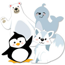 Big Dot of Happiness Animais polares do rtico - Pinguim-foca do urso polar e decoraes de raposa do rtico DIY para ch de beb de inverno ou i
