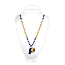 Rico Industries NBA Indiana Pacers Team Logotyp Mardi Gras Style Beads Bl Gul 19-tum