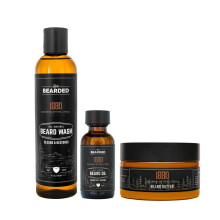 Live Bearded 3-Step Beard Grooming Kit - Wash Oil and Butter - Made in the USA - All-Natural Ingredients with Shea Jojoba - Growth Support | 18