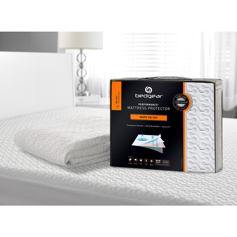 Bedgear Full Dri-Tec Waterproof Mattress Protector - Adjustable Base Compatible -Washable and Breathable Pad - Fitted with Stretchable Deep Pockets -