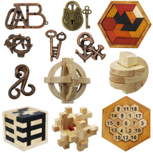 Arlai 12 ks Dreven hlavolam Puzzle a kov 3D odemykn Zmkov skldacka Vzdelvac hracka pro deti a dospel Mozkov hry Odoln Snadno sestaviteln