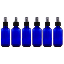GreenHealth 4 fl oz Cobalt Blue Glass Bottle with Black Spray Cap (6 Pack)